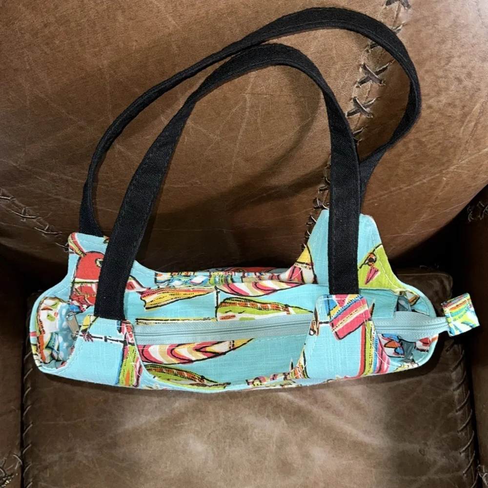 Berkshire Bags Sorrento Zip Top Multi-Pocket Artistic Fabric Footed Tote Bag - Picture 3 of 12